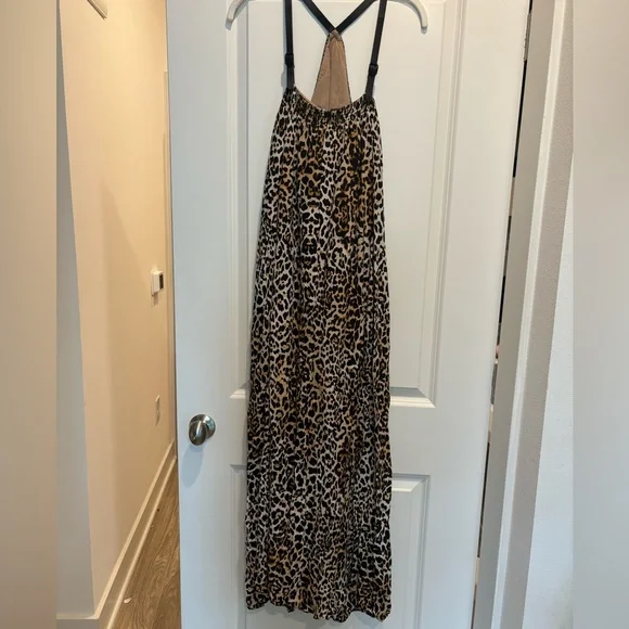 Rachel Zoe Silk leopard print maxi dress with leather straps - Picture 5 of 9